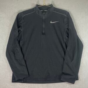 Nike Dri Fit Running 1/4 Zip Pullover Mens Medium Black Athletic Top